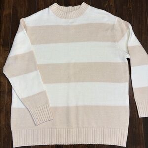 Jessica Simpson Beige and White Striped Sweater